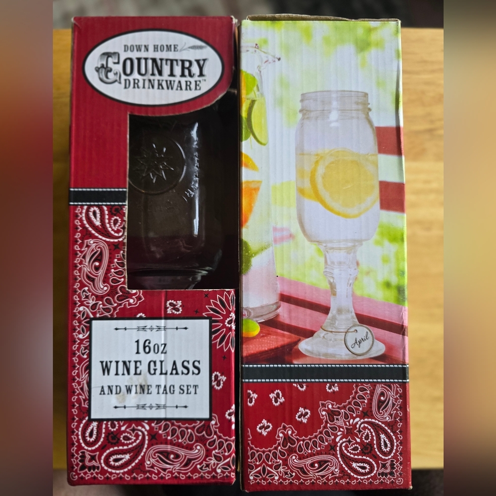 Set Of Down Home Country Wine Mason Jar Set
